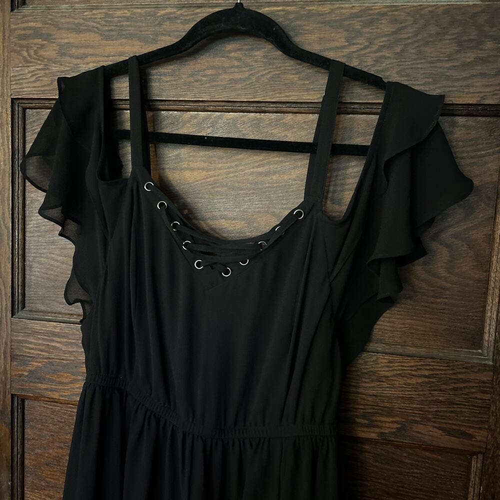 Torrid Black Off Shoulder Flutter Sleeve Whimsygoth Witch Dress Sz 1X Fairy